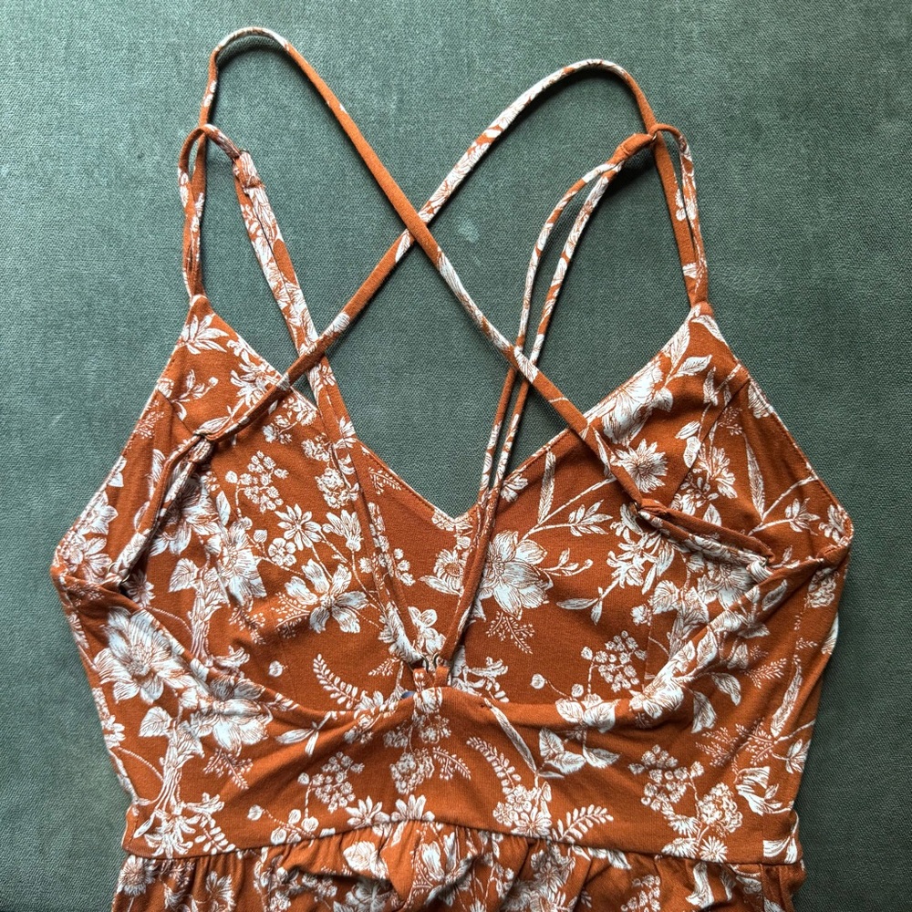 Floral Orange Romper/Jumpsuit